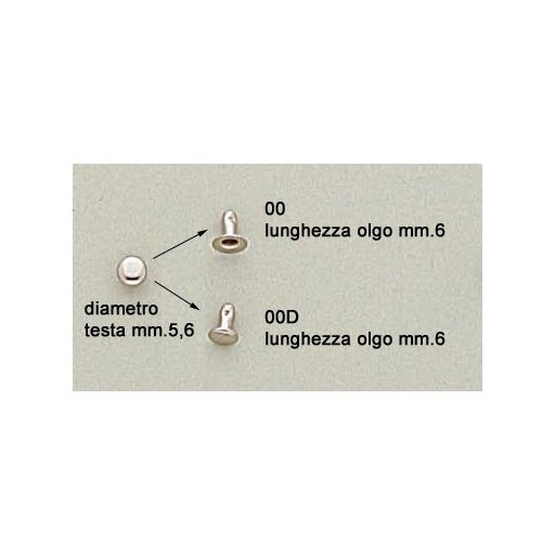 Small Rivet, Double Headed, Nickel, 6 mm
