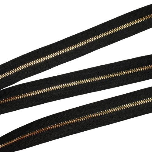 Metal Zipper, T3, Gold, Black