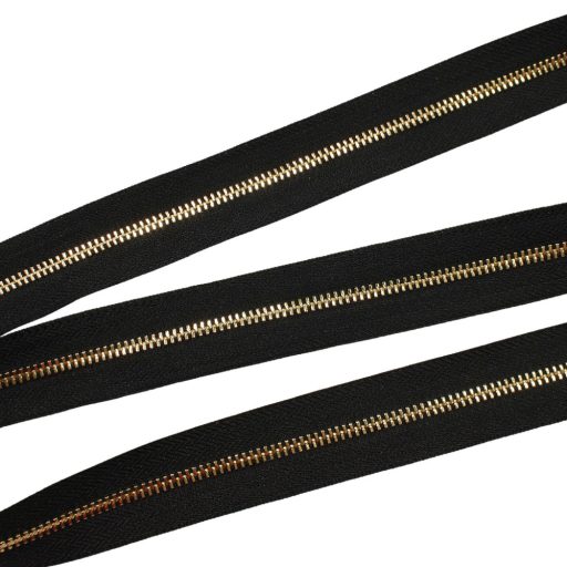 Metal Zipper, T5, Gold, Black