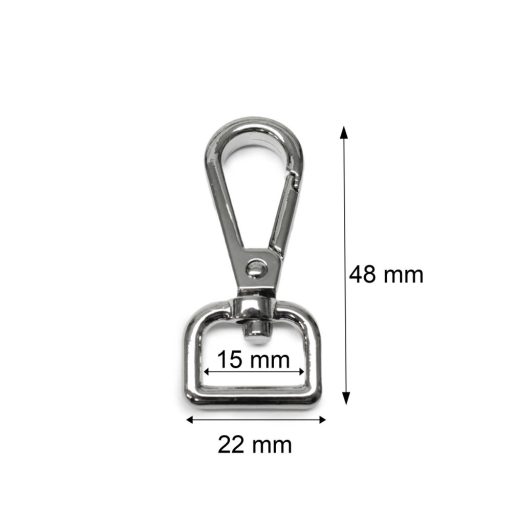 Flat carabiner, Nickel, 20 mm