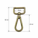 Flat carabiner, Nickel, 30 mm