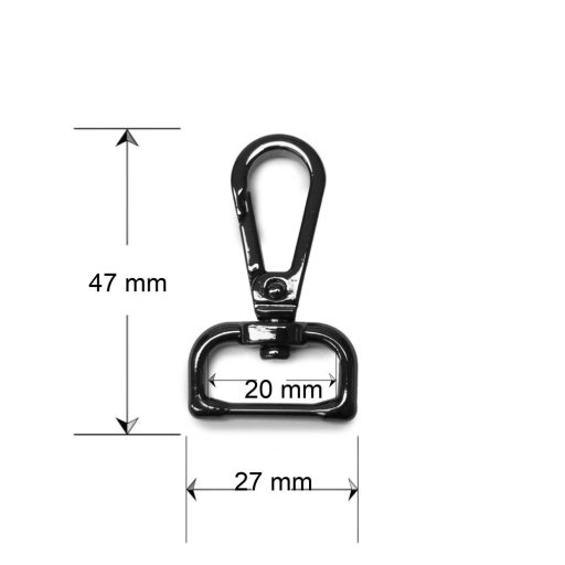 Flat carabiner, Nickel, 20 mm