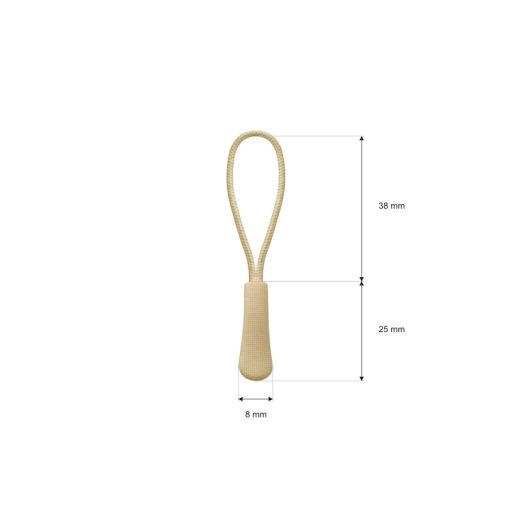 String decorative zipper puller, beige