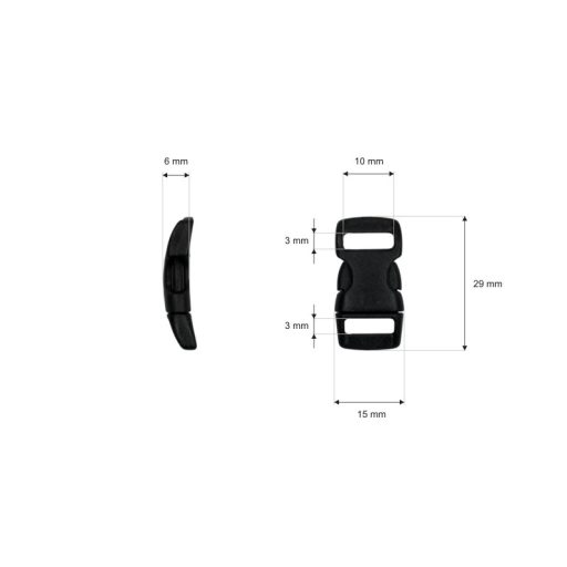Plastic Quick Release Strap Buckle, 10 mm