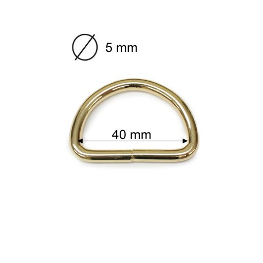 METAL D-RING 40x25x5 mm, gold coloured