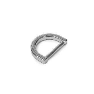 Flat D-ring, Silver, 15 mm