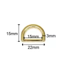 Flat D-ring, Silver, 15 mm