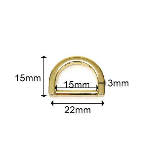 Flat D-ring, Gold, 20 mm