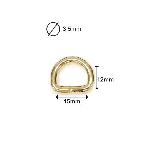 Iron D-ring, 15x12x3,5 mm, Gold
