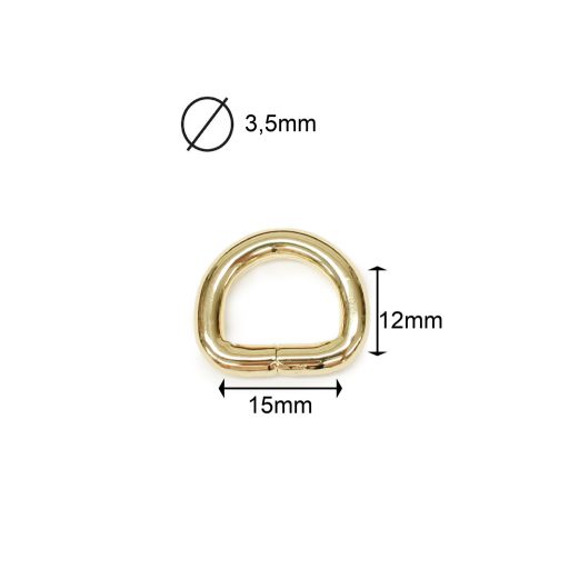 Iron D-ring, 15x12x3,5 mm, Gold