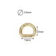 Iron D-ring, 15x12x3,5 mm, Gold