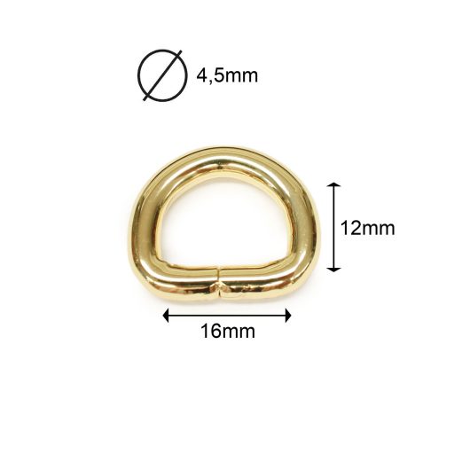 Iron D-ring, 16 mm, Gold