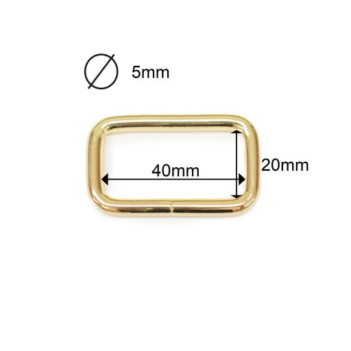 Iron Square Shaped Handbag Strap Holder, Gold, 4x20x5 mm