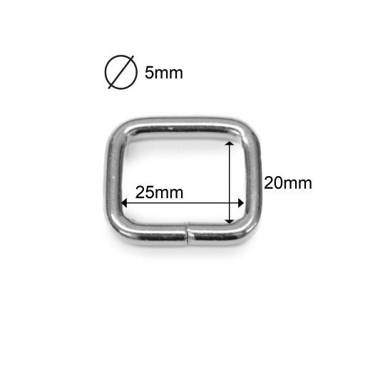 Iron Rectangle Shaped Handbag Strap Holder, Nickel, 25x20x5 mm