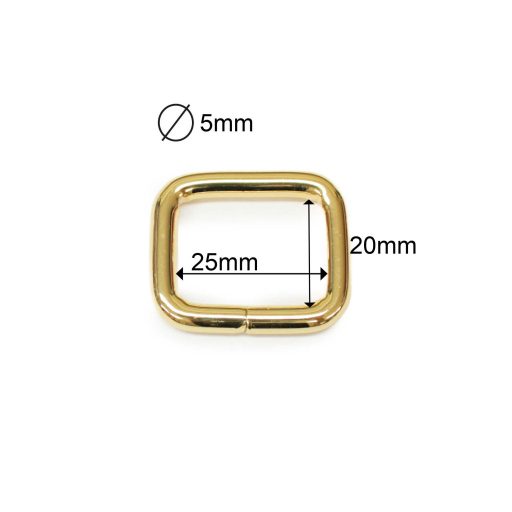 Iron Rectangle Shaped Handbag Strap Holder, Gold coloured, 25x20x5 mm
