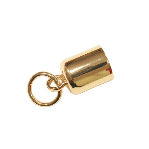 Cylinder Shaped bag sharm, with Ring, Gold, 16 mm