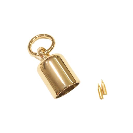 Cylinder Shaped bag sharm, with Ring, Gold, 16 mm