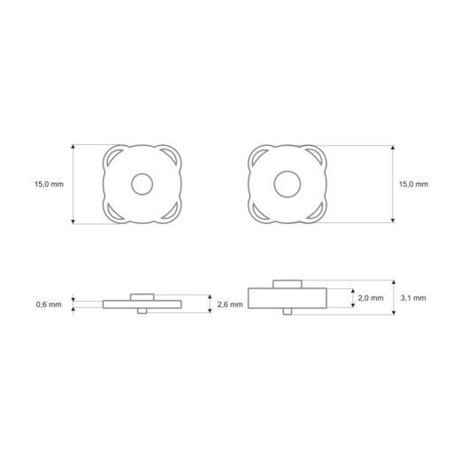 Sew on Magnetic Lock, Nickel, 15 x 2 mm