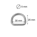 Iron D-ring, 30 mm, Nickel