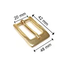 Gold coloured buckle for woman belt, 20 mm wide