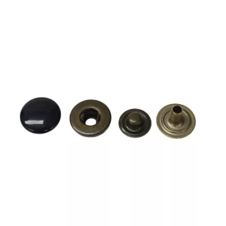 Dark Blue Antique Brass Press Stud, 14 mm