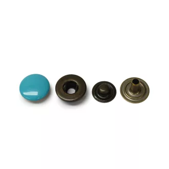 Turquoise Antique Brass Press Stud, 14 mm