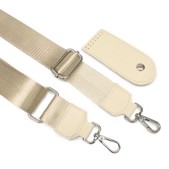 Beige Leather Flap & Adjustable Strap Set 
