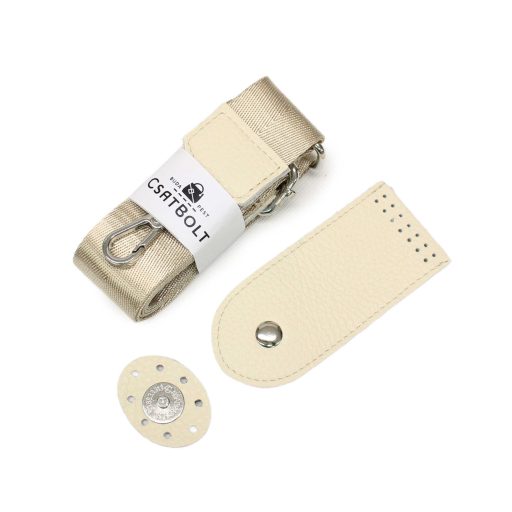 Beige Leather Flap & Adjustable Strap Set 