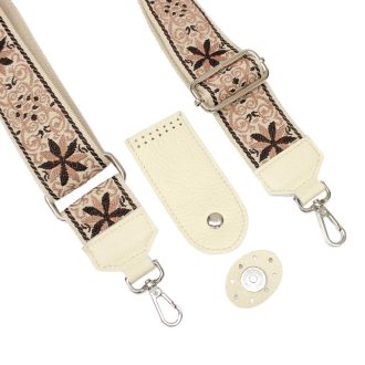 Beige Leather Flap & Adjustable Strap Set 