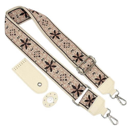 Beige Leather Flap & Adjustable Strap Set 