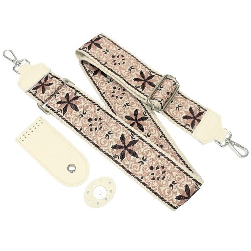Beige Leather Flap & Adjustable Strap Set 
