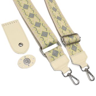 Beige Leather Flap & Adjustable Strap Set 