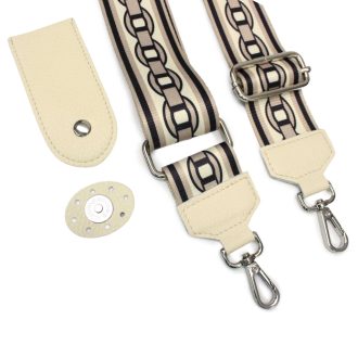 Beige Leather Flap & Adjustable Strap Set 
