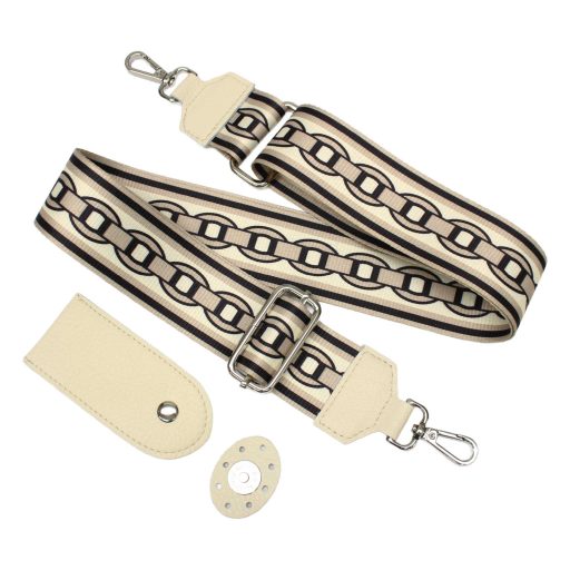 Beige Leather Flap & Adjustable Strap Set 
