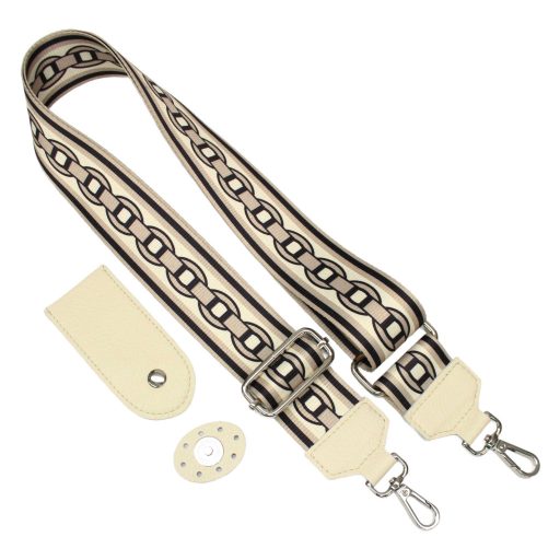 Beige Leather Flap & Adjustable Strap Set 