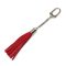 Red Leather tassel bag charm with snap hook