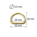 Iron D-ring, 25 mm, Gold coloured