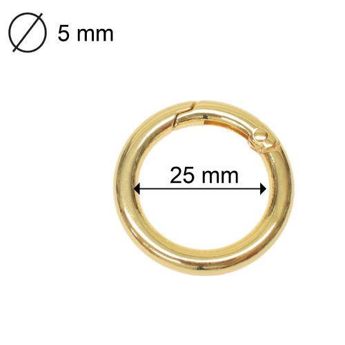 Round Spring Hook, 25 x 5 mm, Gold