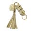 Gold Leather Bag Charm Heart & Tassel Design