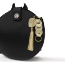 Gold Leather Bag Charm Heart & Tassel Design