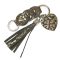 Leather Bag Charm Heart & Tassel Design, Brown Bronze Leopard Pattern leather