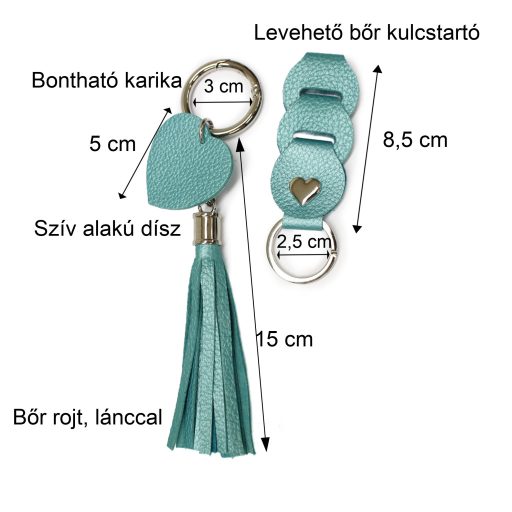 Leather Bag Charm Heart & Tassel Design, Brown Bronze Leopard Pattern leather