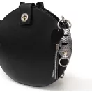 Leather Bag Charm Heart & Tassel Design, Silver Polkadot Pattern leather