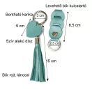 Leather Bag Charm Heart & Tassel Design, Silver Polkadot Pattern leather