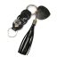 Leather Bag Charm Heart & Tassel Design, Black