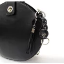 Leather Bag Charm Heart & Tassel Design, Black
