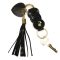 Black Leather Bag Charm Heart & Tassel Design with Gold tone hardwares 