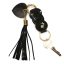 Black Leather Bag Charm Heart & Tassel Design with Gold tone hardwares 