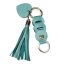 Leather Bag Charm Heart & Tassel Design, Turquoise