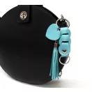 Leather Bag Charm Heart & Tassel Design, Turquoise